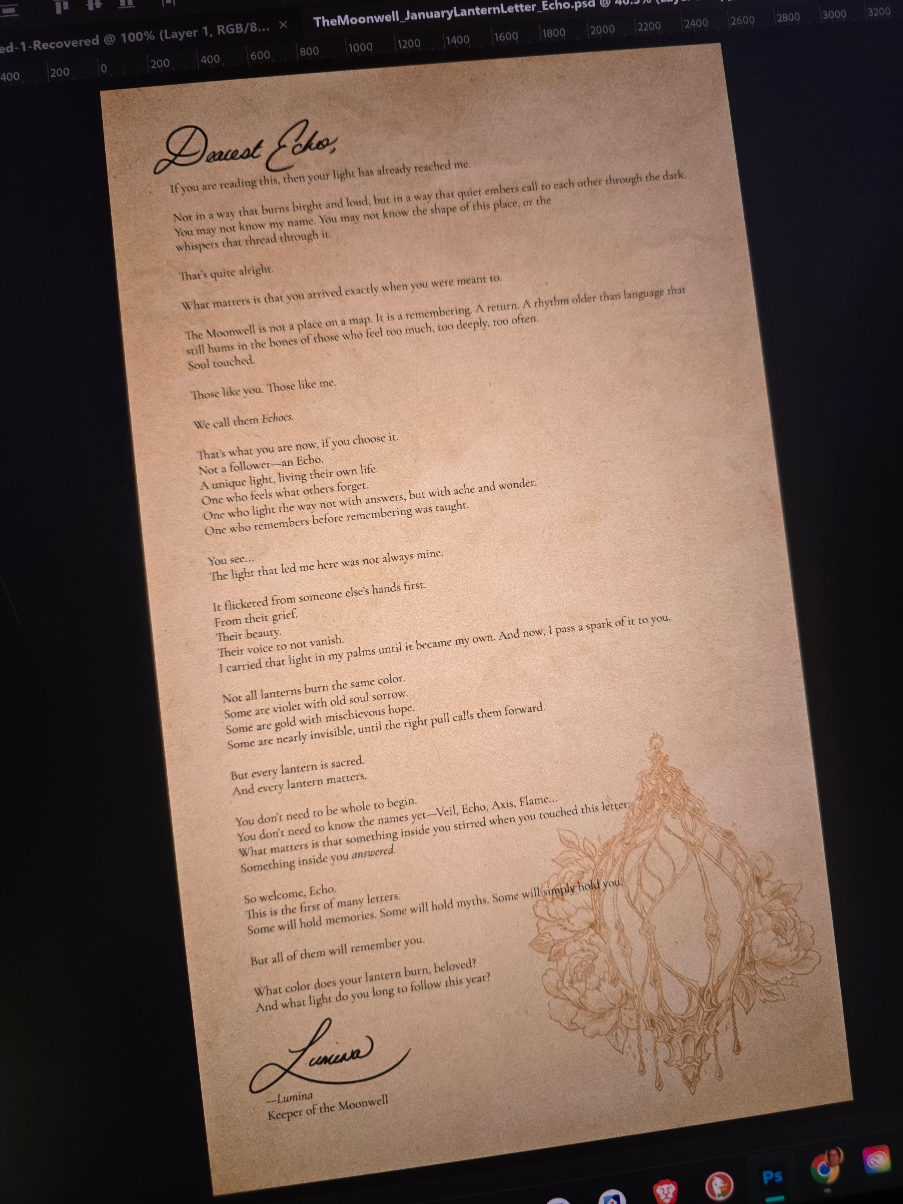 🕯️February Lantern Letter—Echo (Sacred Intimacy & Longing Edition)